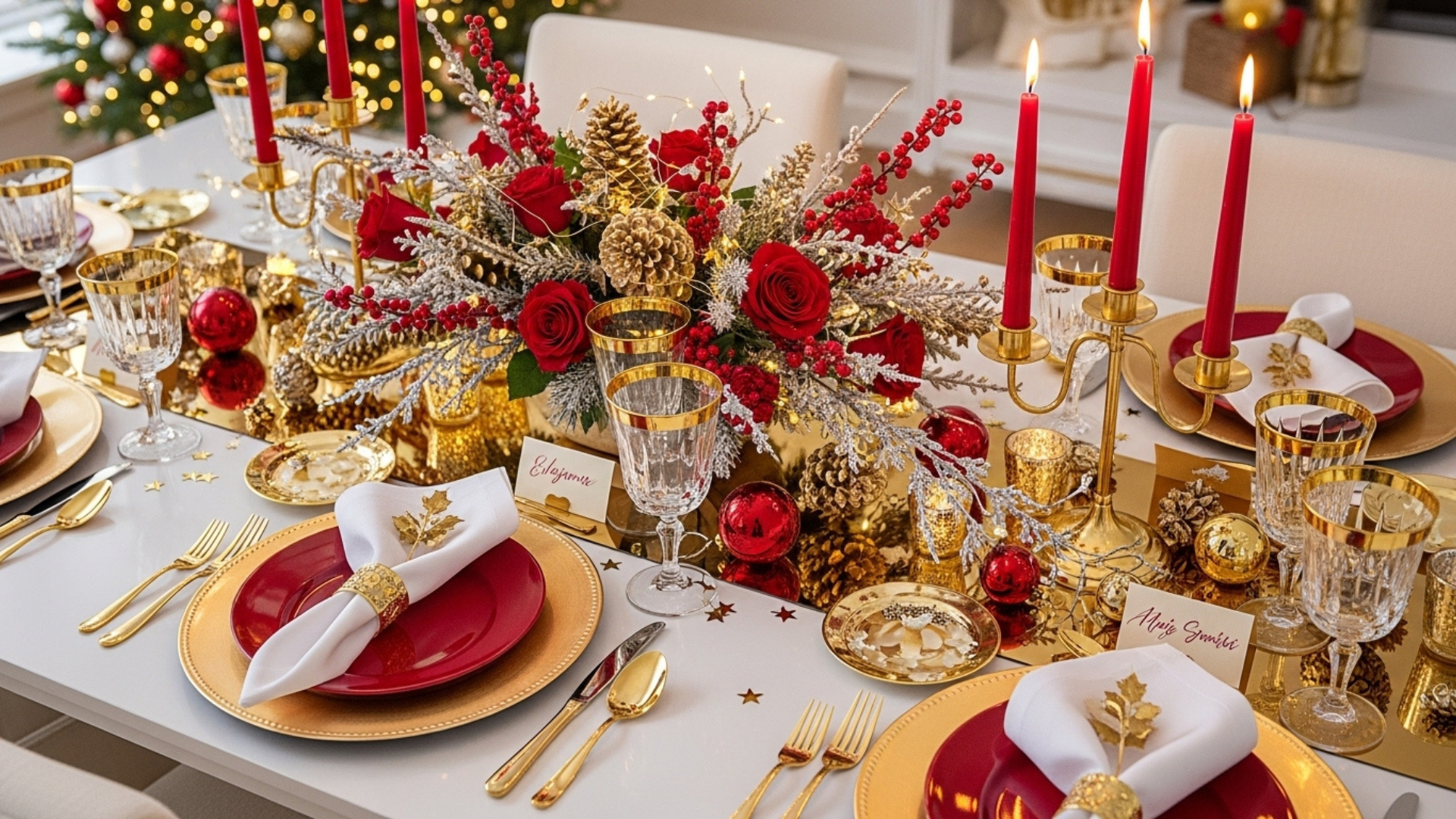 You are currently viewing 10 Idées de Table de Noël Rouge et Or Qui Apportent une Élégance Festive