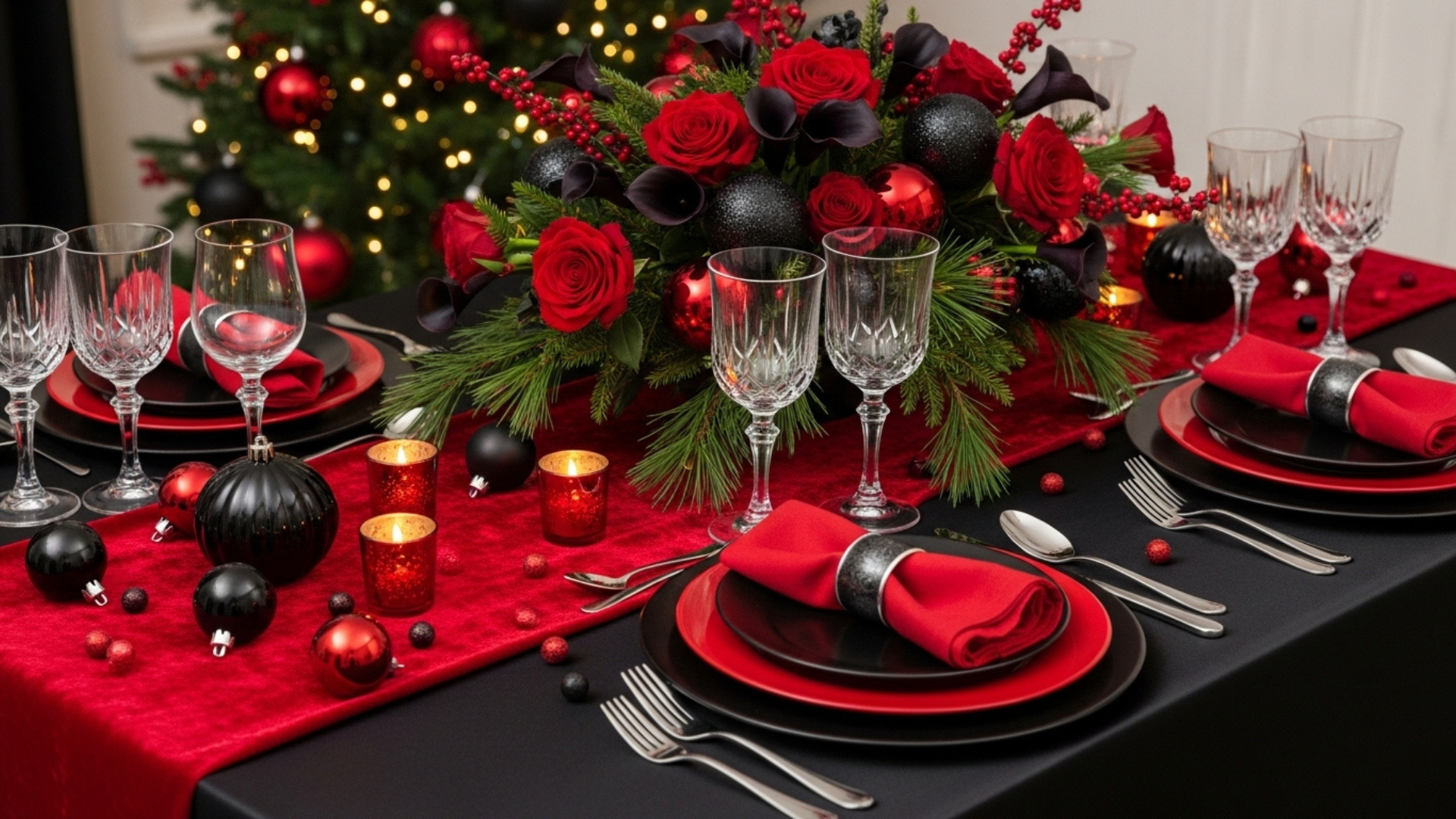 You are currently viewing 10 Idées de Table de Noël Rouge et Noire qui Redéfinissent un Style Audacieux pour les Fêtes