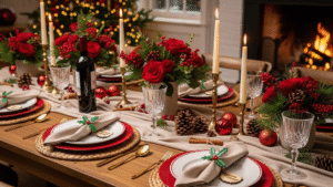 Read more about the article 10 Idées de Table de Noël Rouge et Beige Qui Apportent une Chaleur Festive Sans Effort
